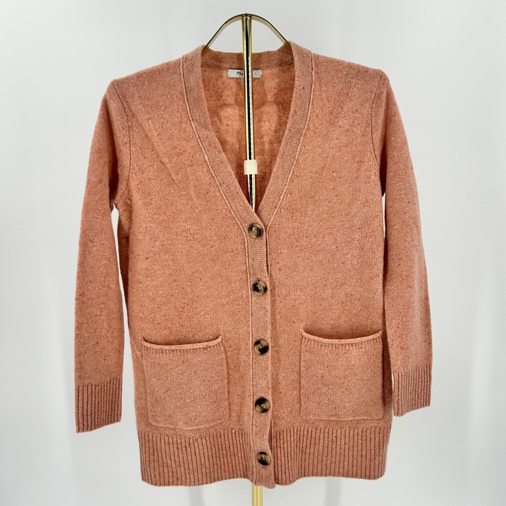 Madewell 100% Merino Wool Donegal Cardigan Sweater Pink XXS